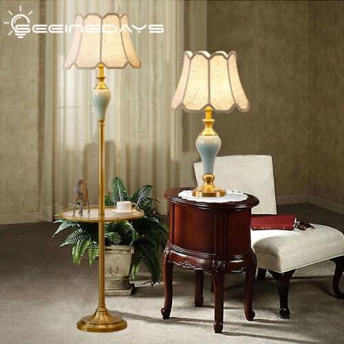 SeeingDays Modern Luxury Ceramic Floor Lamp American Simple Living Room Bedroom Bedside Lamp Nordic Ceramic Vertical Table Lamp