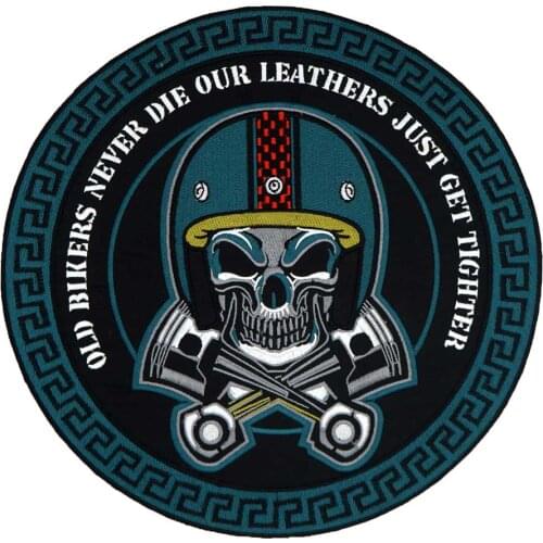 Old biker never die large Embroidered biker Patches IRON ON BACKING