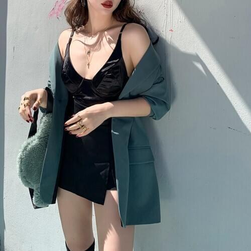 2019 Super Beautiful Sexy Mercerized Fluorescent Tight Joker Elastic Sexy Corsage Style Bodysuit Skinny High Street Solid