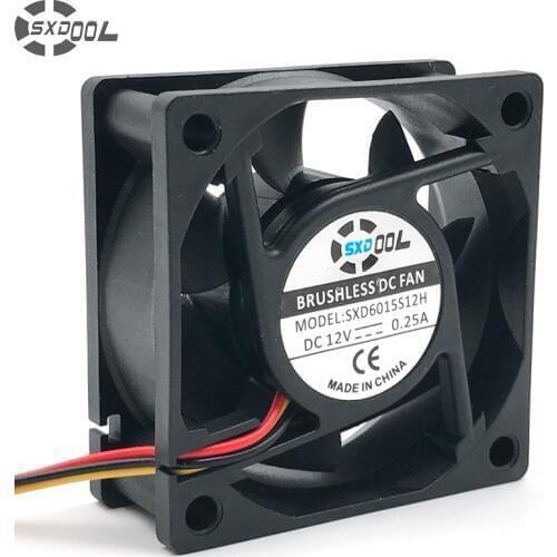 2pcs SXDOOL 6025 silent fan 12v dc 60mm 60X60X25 mm Sleeve 12V 0.18A 3 wire lead server inverter pc cpu case cooling fan