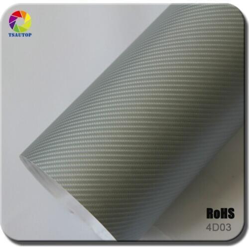 TSAUTOP Size 1.52x 30m 4d carbon film car vinyl wrap silver color 4D03