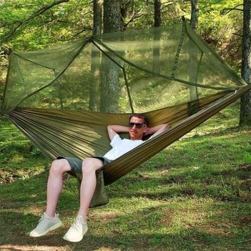 Camping Hammock Go Swing With Mosquito Net Double Person Hammock Ultralight Outdoor Hunting Tourist Portable Hammock Tent 2021