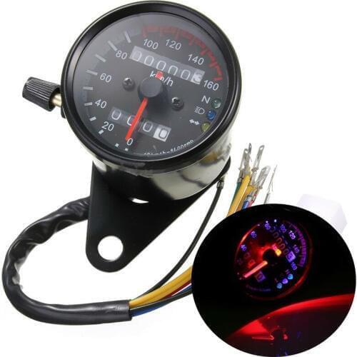 Universal Black LED Backlight Signal Odometer Speedometer Gauge Motorcycle Custom Cafe Racer Old School