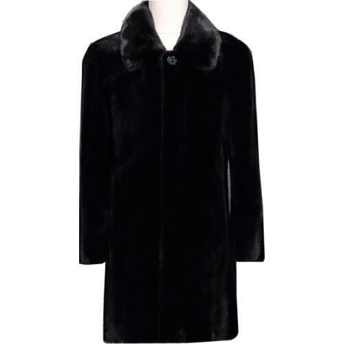 S-6XL New Fashion high Imitation Mink fur Coat Mens middle long Faux Fur Overcoat Man Winter Clothing