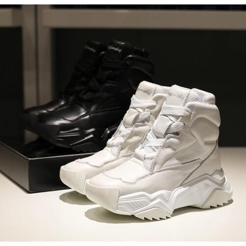 Winter Platform Boots Women Leather Botas Mujer Fashion Shoes Women Runway Botines Mujer 2020 Ankle Boots Cozy High Top Footwear