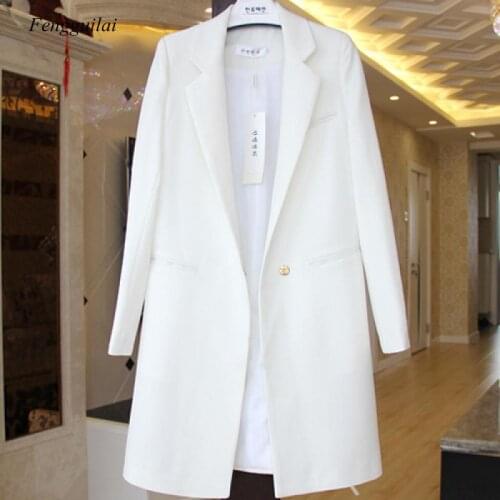 2021 Spring New Design Small Suit Womens Korean Style Medium Length Long Sleeve Large Size Suit Versatile Blazer Coat