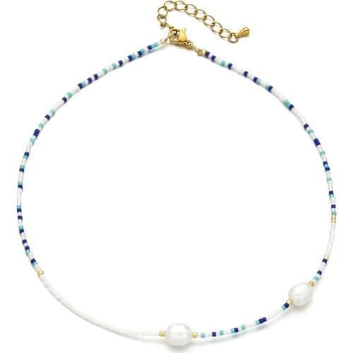 Boho Glass MIYUKI Beads DIY Freshwater Collares Choker Natural Pearl Pendant Necklaces for Women Wedding Birthday Jewelry Gift