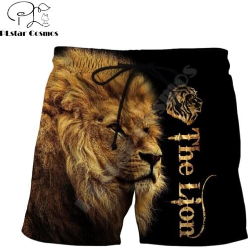 Animal Beautiful The Best Lion 3D Printed Mens Shorts Unisex Streetwear Shorts Summer Beach Harajuku Casual Shorts DK-13