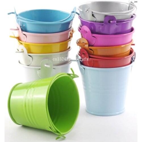 100pcs Candy Chocolate Box Metal Potted Plants Mini Small Assorted Colored Tin Pails Buckets Bucket Wedding Party Shower Gift
