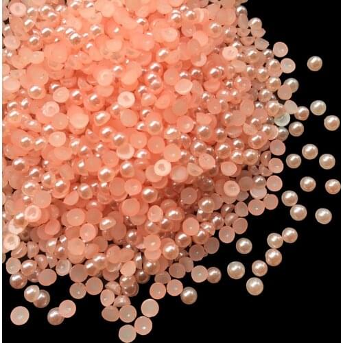 1000pcs 2mm 3mm Pink Half Round Bead Flat Back Acrylic Colored Pearl Narl Art Scrapbooking Embellishment Craft P07