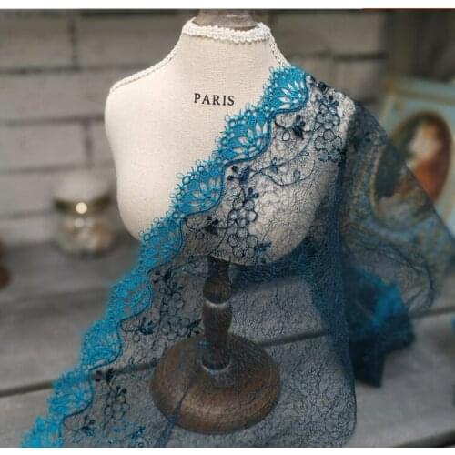 2021 New Arrival Blue Red Khaki Lace Fabric 1 Meter Embroidered Net Lace Trims for Curtain Sofa Garment Decoration 19cm Width