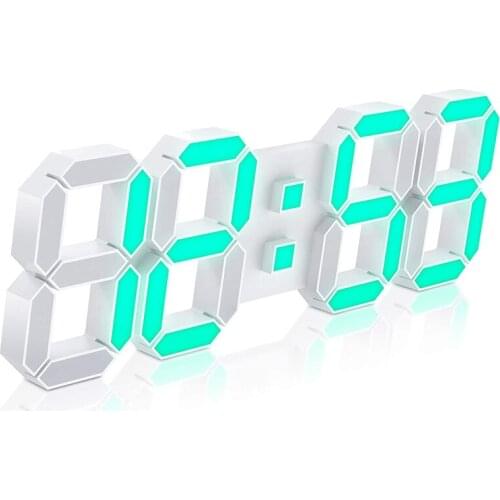3D LED Digital Wall Alarm Clock 15 Inch Large Snooze Night Light USB Powered with Remote Control Function Time/Date
