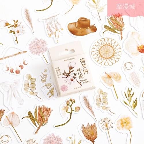 46Pcs Dream catcher legend series Decorative Sticker Scrapbooking diy Label Diary Stationery Album Journal Plant flower Stick