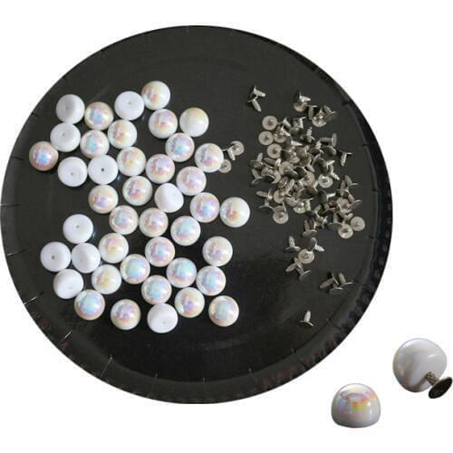 50Set Highlighted Imitation Pearl Rivets DIY Garment Leather Accessories Punk Spikes Wedding Decor Hat Shoes Rivets Pearls Sets
