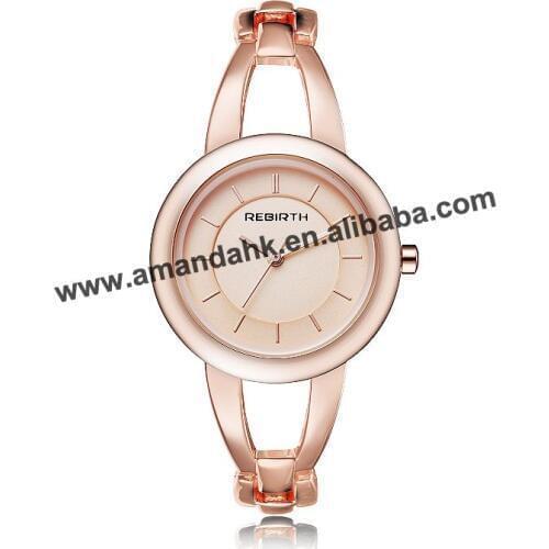 50pcs/lot Wholesale Fashion Thin Bangle Round Watch Golden Quartz Wrist Watch Cute Lady Women Men Watches RE114