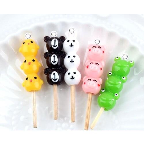 Yamily 8Pcs/Resin Ice Sugar Gourd Charm Dollhouse Cute Animals DIY Making Pendant Jewelry For Keychain Earrings Necklace