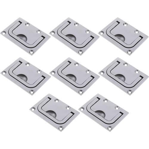 8Pcs Marine Stainless Steel Flush Pull Handle Boat Hatch Lift Ring 76 X 56mm