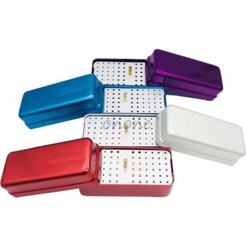 1pcs Aluminum Dental Disinfection Box Autoclave Sterilizer Case Burs Endo Files Holder 72 Holes For Burs Dentist Lab Instrument