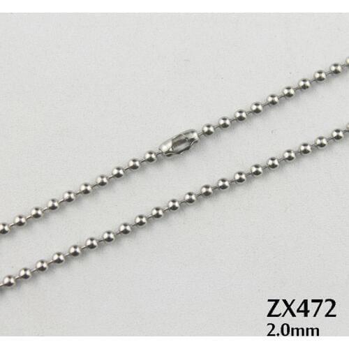 2mm bead chain stainless steel ball chain necklace beaded chains fashion Jewelry parts 20pcs/lot ZX472