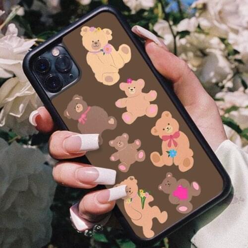 Coffre Cute Bear Phone Case PC+TPU for IPhone 12 11 Pro Xs X Xr 7 8 Plus Max Se 2020 for Samsung