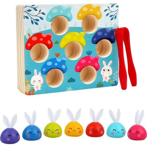 Wooden Catch Bunny Montessori Bead Game Early Educational Childrens Toys