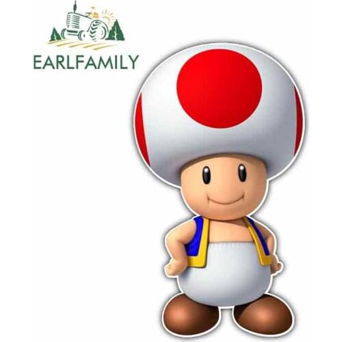 EARLFAMILY 13cm x 7.8cm For Super Mario Mushroom Fine Decal Waterproof CTR Decoration Car Assessoires 3D Car Stickers