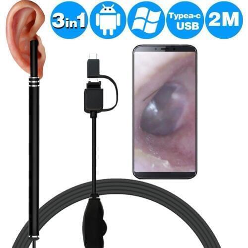 3 in 1 Ear Cleaning Endoscope High Definition Visual Earpick Ear Spoon Mini Camera Ear Cleaner Health Care USB Tool Medical Home
