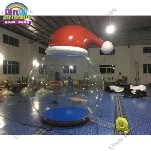 Hot Sale Inflatable christmas snow ball festival Xmax take photo DWF material pvc snow globe Christmas hat transparent tent