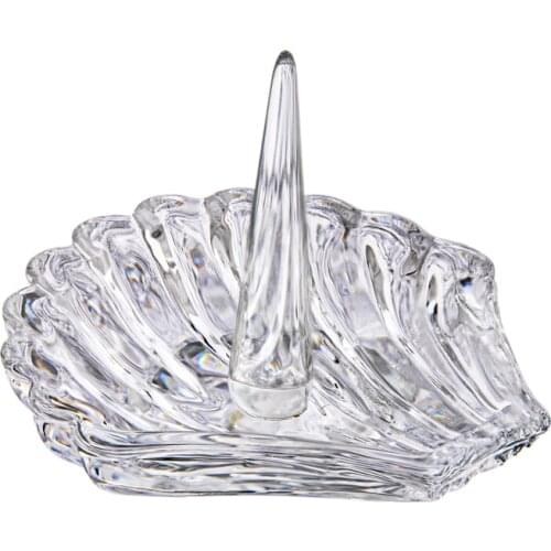 H&D Elegant Trinket Dish for Jewelry Scallop-shaped Crystal Ring Holder for Women Engagement Gift Collection Home Wedding Decor