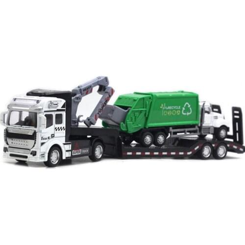 Creative Truck Model Multiple Designs Pull-back Style 1/50 Scale Trailer Garbage Truck Sanitation Car Model for Child Kids Toy