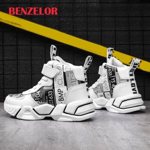 BENZELOR Autumn Winter Sneakers Kids Shoes For Girls Boys Warm Plush Young Children Fashion Casual Chaussures Footwear High Top