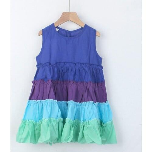 Girls Summer Dresses New Fashion Toddler Colorful Patchwork Princess Vestidos For Girl Sleeveless Children Holiday Clothes