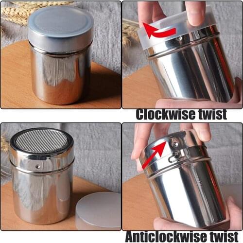 Small And Large Stainless Steel Coffee Chocolate Shaker Cocoa Coffee Powdered Sugar Flour Sieve Shaker With Lid