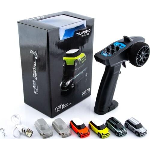 Turbo Racing 1:76 RC Car Mini Full Proportional Electric Race RTR Car Kit 2.4GHZ Racing Experience Car For Kids and Adults