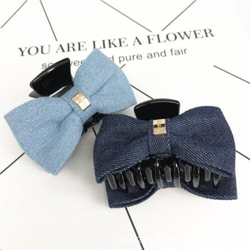MISM Korean Sweet Fabric Bow Hair Claw Elegant Women Solid Cloth Ties Banana Hair Crab Clips Ponytail Hold Girl Hair Accessories