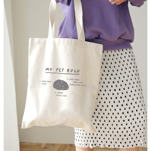 Letter Printing Fashion Simple Casual Canvas Tote Eco Large Capacity Women Handbag Shoulder Bags Cool Kawaii Kpop Foldable