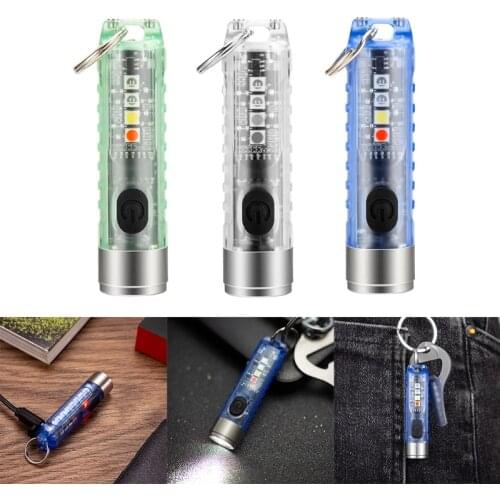 Powerful Mini LED Flashlight Portable Keychain Bright Torch USB Rechargeable IP65 Waterproof Pocket Light for Party Emergency