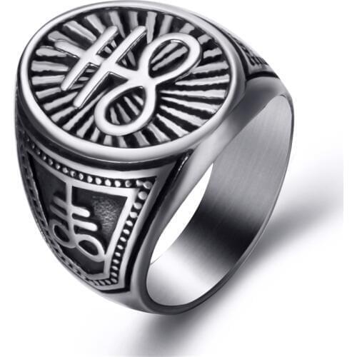 Satanic Cross Devil Lucifer Ring Symbol Men Stainless Steel Rings Vintage Jewelry Size 8, 9, 10, 11, 12, 13