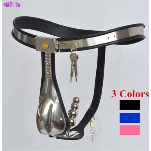Male Chastity Belt Stainless Steel Penis Lock Ring Cock Cage Removable Anal Beads Buttplug Slave Lockable Penis Restraint Device