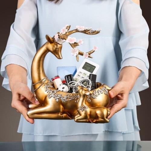 European Sika Deer Key Storage Creative Shoe Porch Home Decoration Modern Put Door Key Plate Tea Table Ornaments Accessories