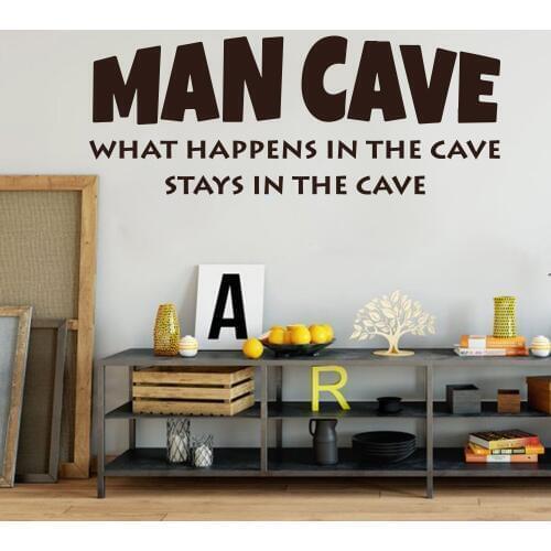 Man Cave Wall Sticker Boy Room Kids Room What happens in the cave stays in the cave Inspirational Quote Wall Decal Bedroom Vinyl
