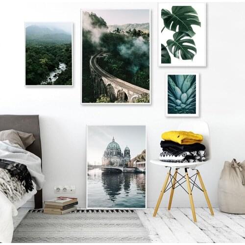 Wall Art Landscape Canvas Poster Nordic Nine Arch Bridge Foggy Forest Print Painting Scandinavian Decoration Pictures Home Decor