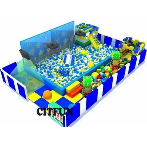 Customize combination EPP large foam blocking building park with ocean ball pool interactive projector