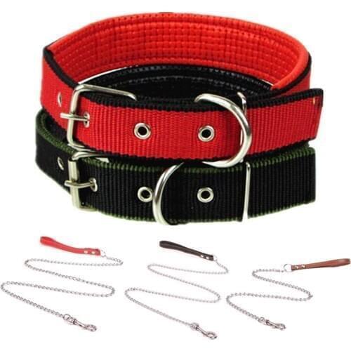 Double Foam Nylon Dog Collar Pet Cat Leash Iron Traction Rope Neck Strap for Small Middle Large Perro Labrador Golden hair Pug