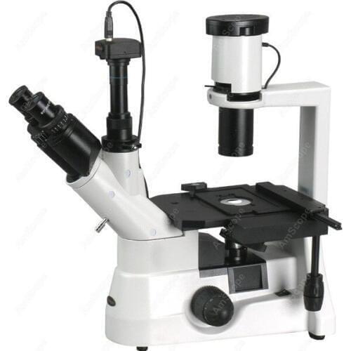 Plan Optical Biological Inverted Microscope--AmScope Supplies 40x-800x Plan Optical Biological Inverted Microscope + 9MP Camera