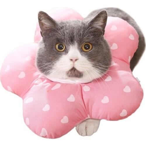 Pet Cat Dog Sunflower Collar Anti-bite Neck Elizabethan Pet Small Dog Collar Natural Cotton Material With Protective Circle