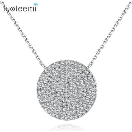LUOTEEMI Necklace Copper Round Shape Insert Cubic Zirconia Simple Design Trendy Popular Fashionable For Women Girl Party