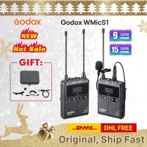 Godox WMicS1 Transmitter with Receiver UHF Wireless Microphone System Wireless up to 100m for DSLR Pk Saramonic Synco Comica