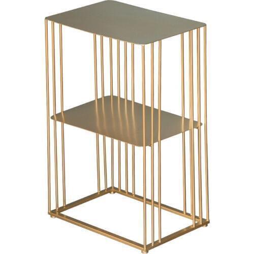 Simple Wrought Iron Double-Layer Corner Table Creative Sofa Side Small Table Apartment Storage Rack Bedside Table Shelf