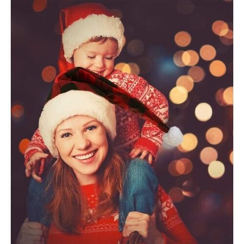 Christmas Santa Hat Black Red Plaid Santa Hat Fashion Plush Christmas Party Festival Ornaments Joyous